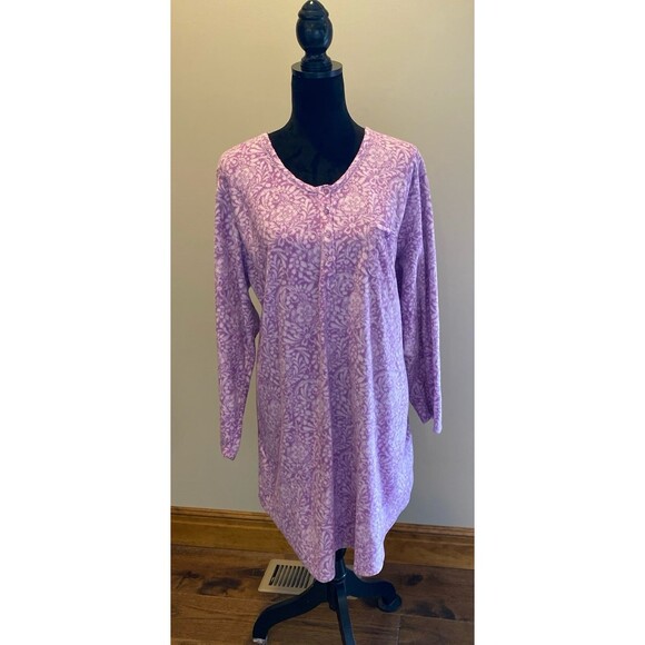 Women’s Pajama Gown Fleece Purple Size ? XL Oversized Relaxed Fit Comfortable - Picture 1 of 10